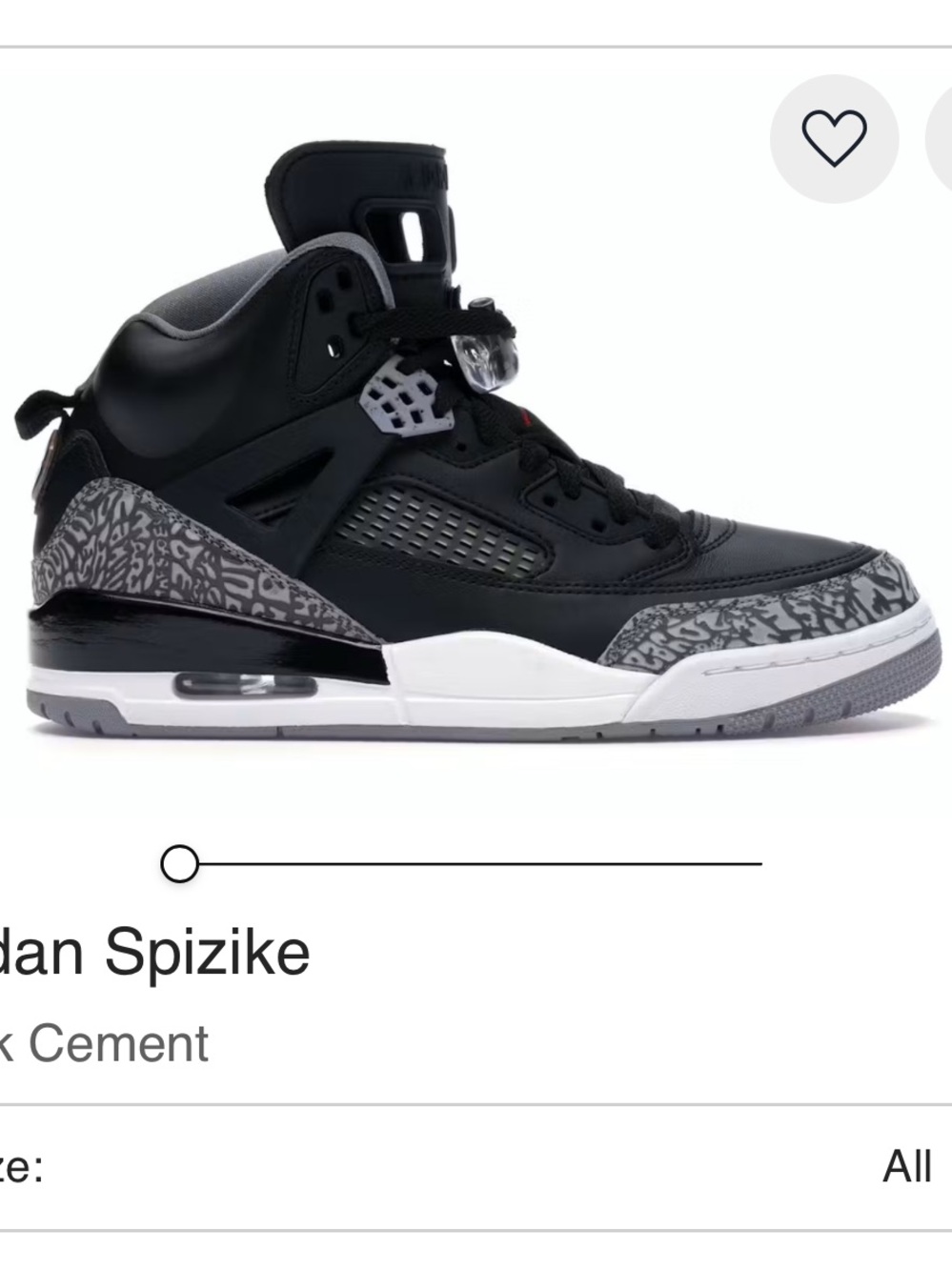 Jordan Spizike Kids Black Cement Hightop Size 5.5